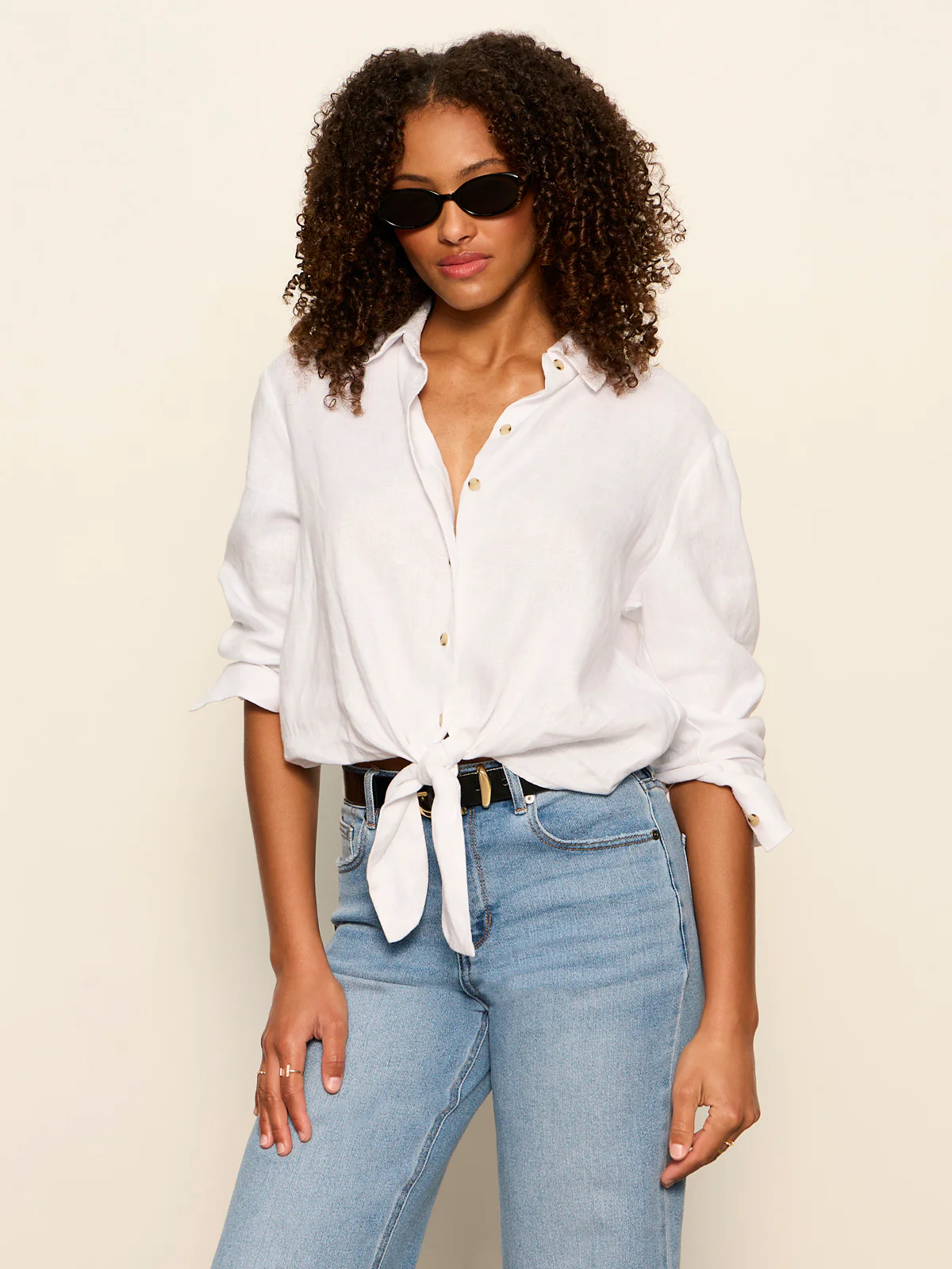 More Love Linen Tie Top White - Image 7