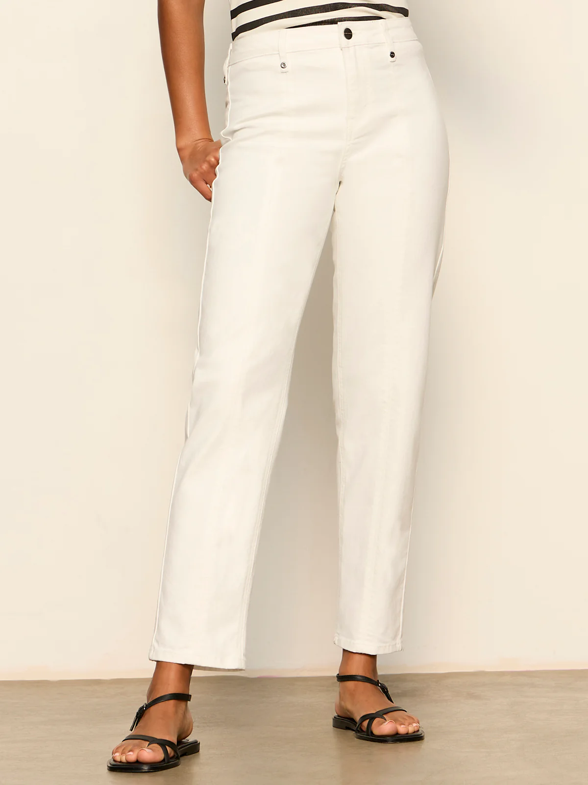 Nixie Slim Straight Ankle Jean Chalk - Image 2