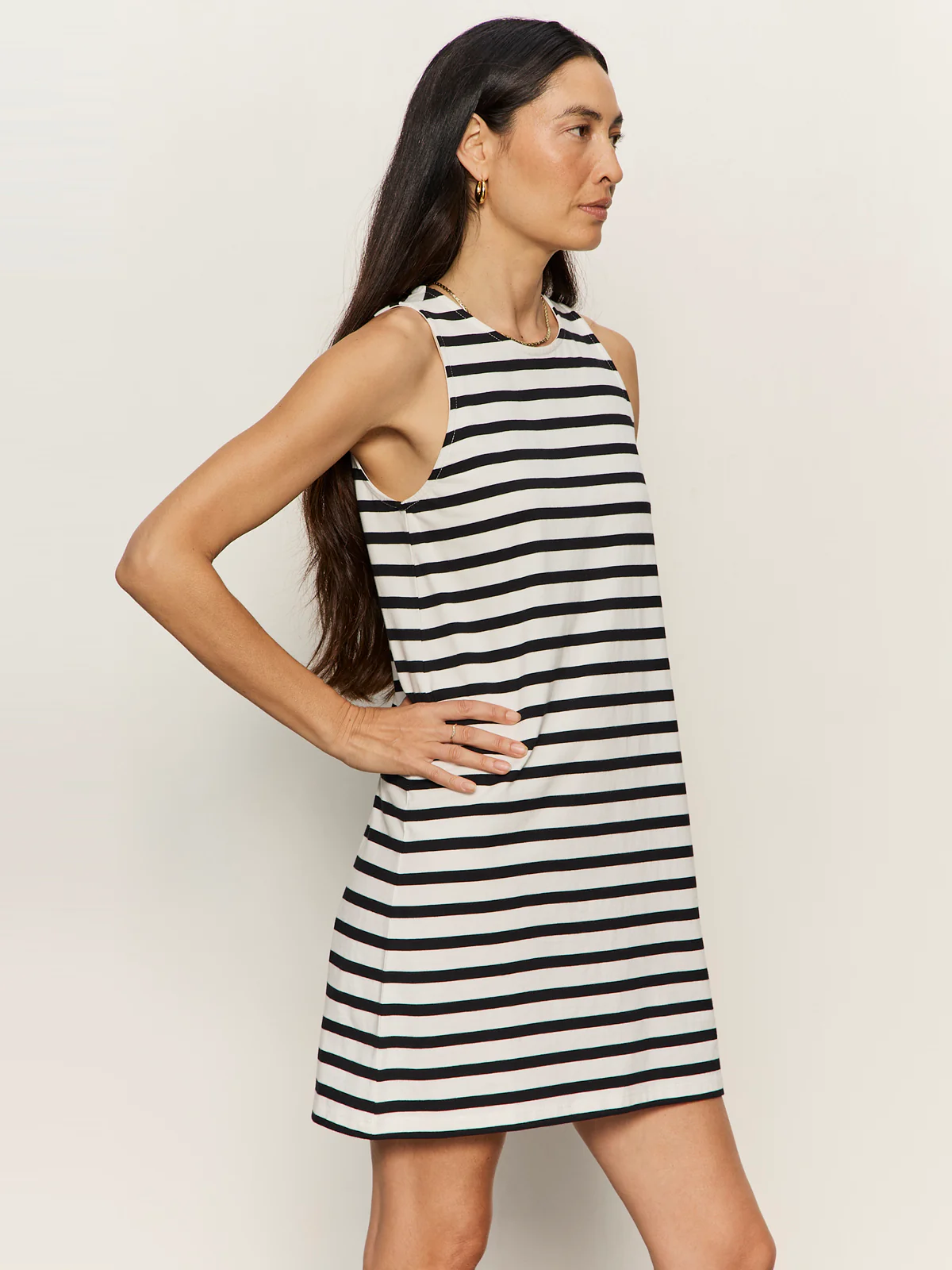 On The Yacht Shift Dress Chalk And Black Stripe - Image 3
