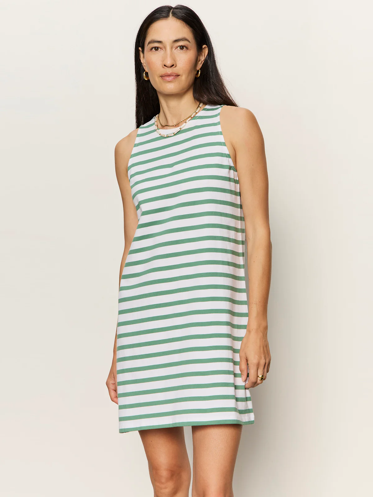 On The Yacht Shift Dress Green Juice / White Stripe - Image 2