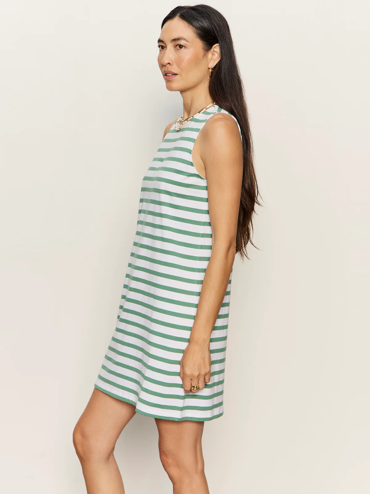 On The Yacht Shift Dress Green Juice / White Stripe - Image 4