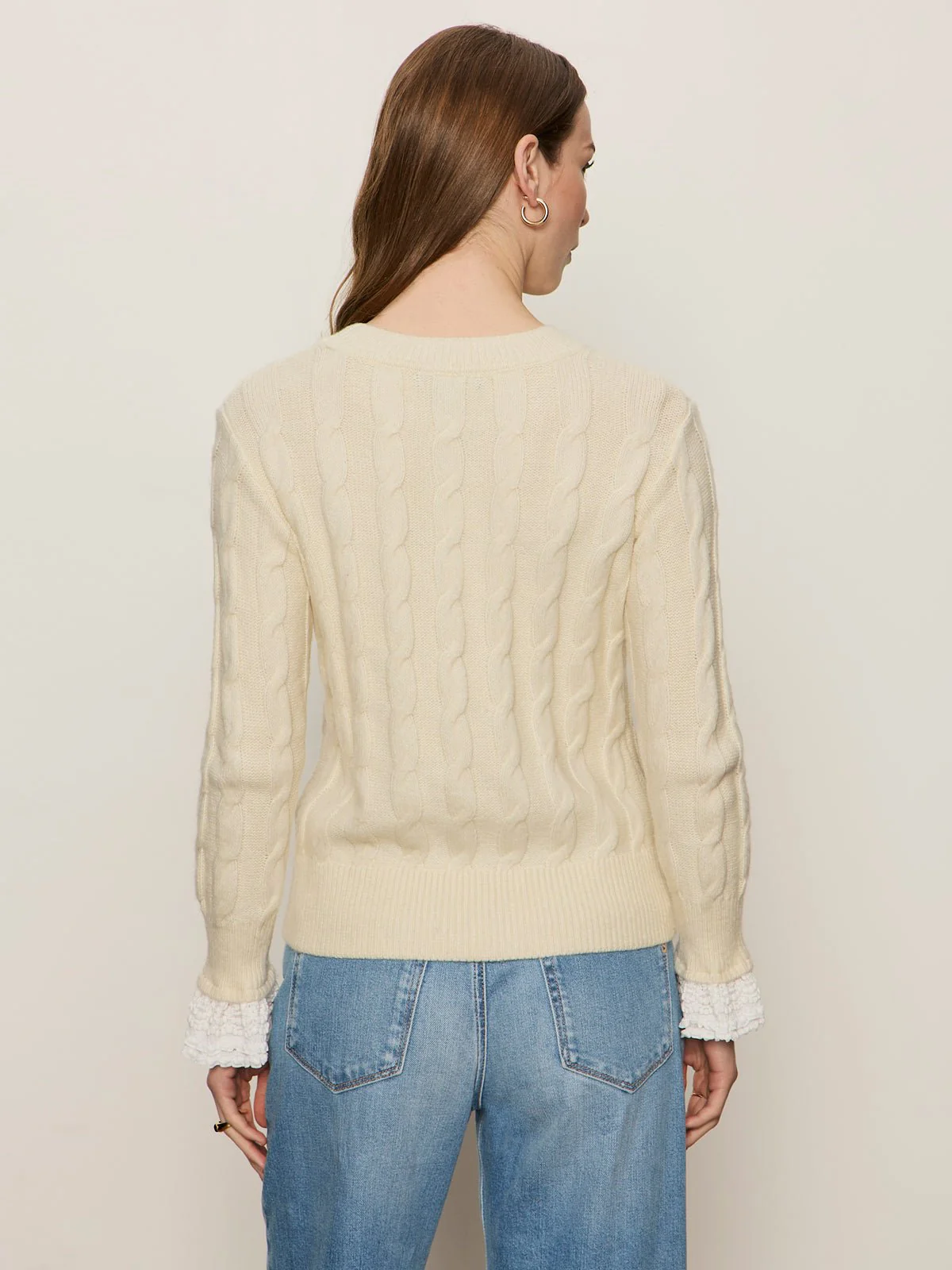 One In A Million Cable Crewneck Sweater Vanilla - Image 5