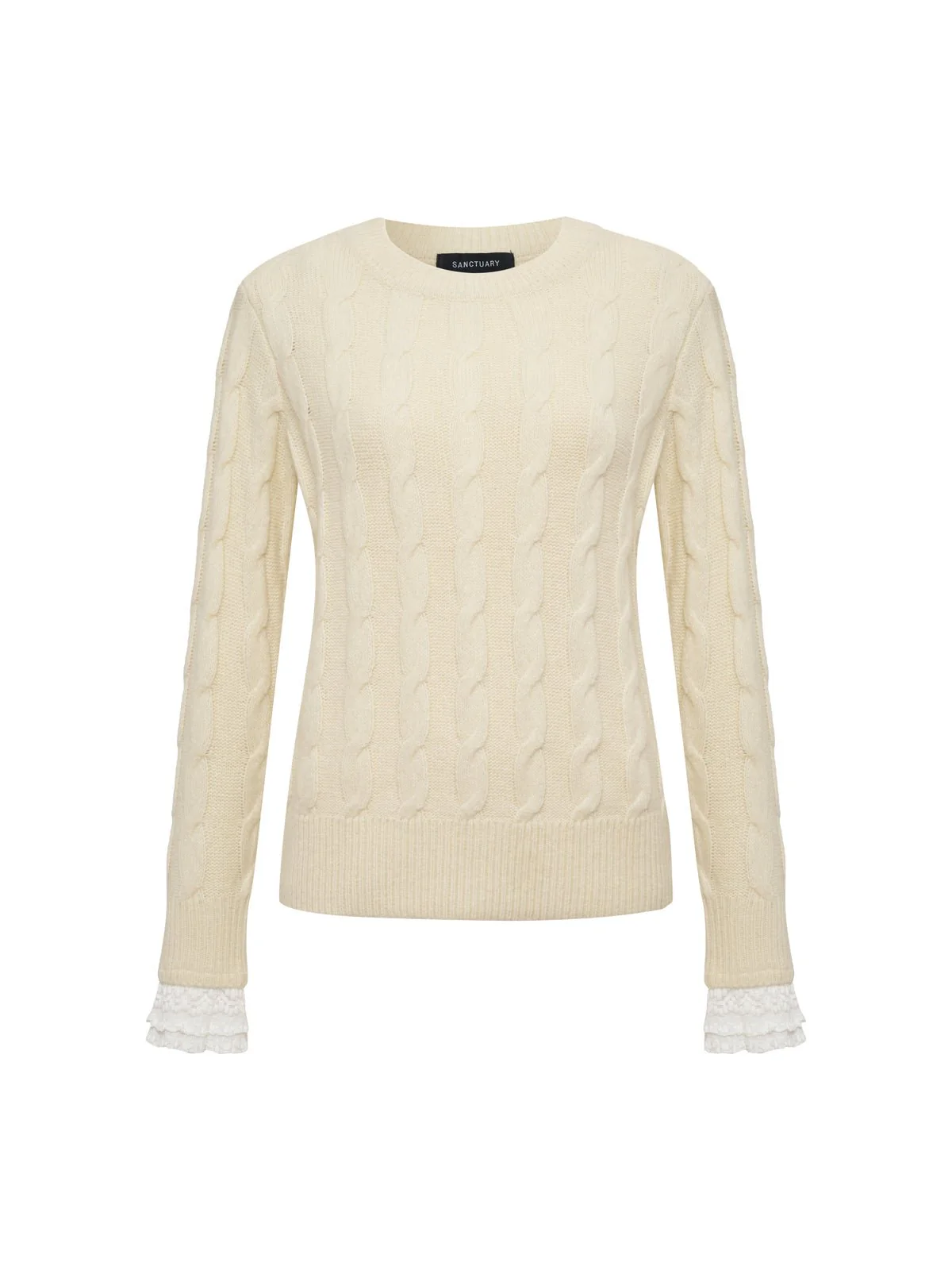 One In A Million Cable Crewneck Sweater Vanilla - Image 9