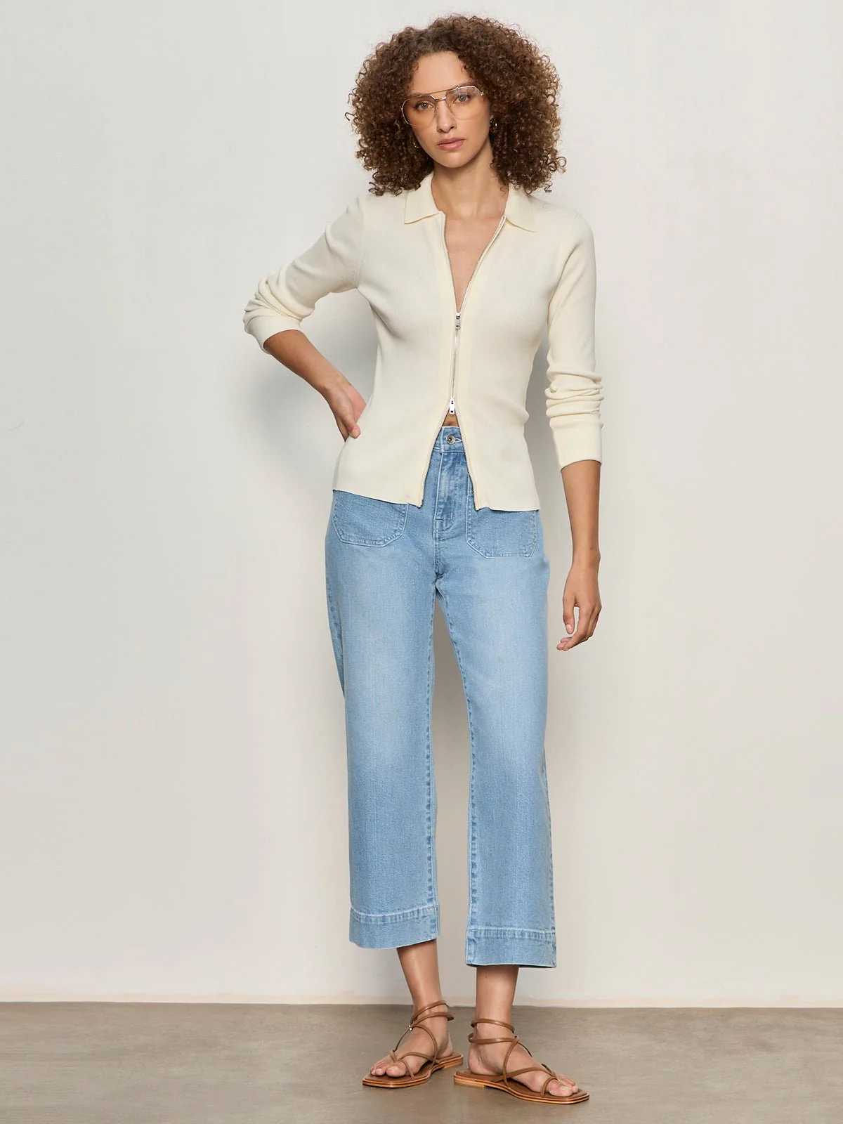 Only Yours Ribbed Zip Sweater Collagen - Image 6