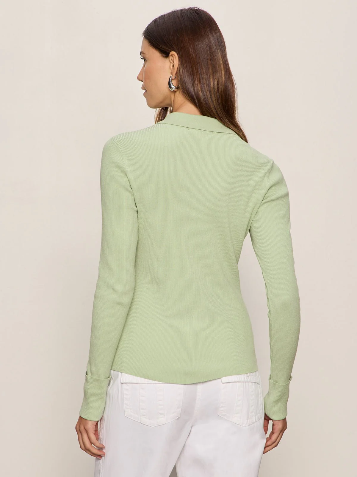 Only Yours Ribbed Zip Sweater Detox Green - Image 2