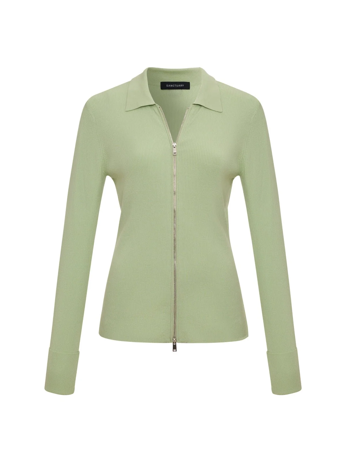 Only Yours Ribbed Zip Sweater Detox Green - Image 7
