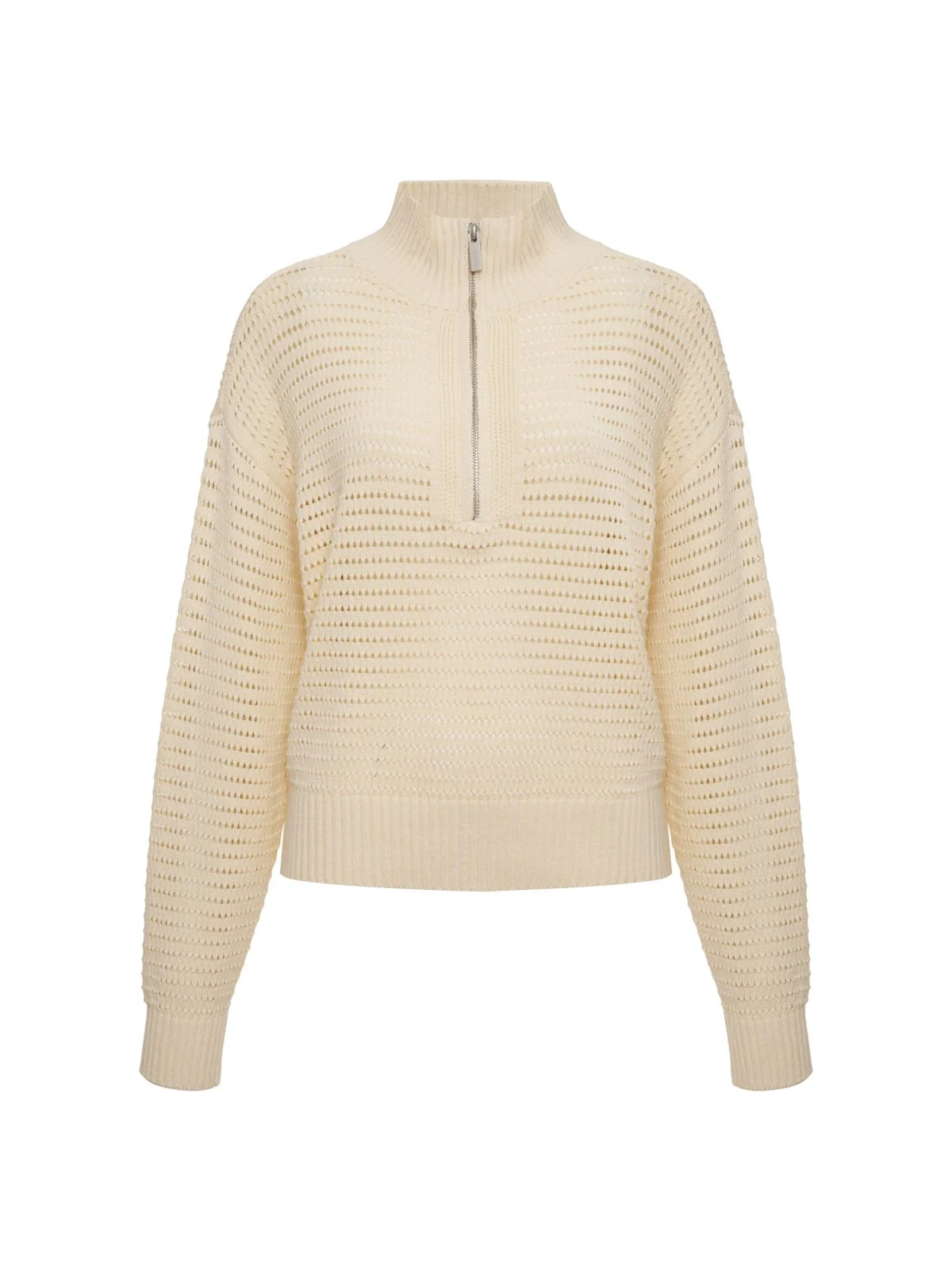 Open Knit 1/2 Zip Sweater Collagen - Image 7