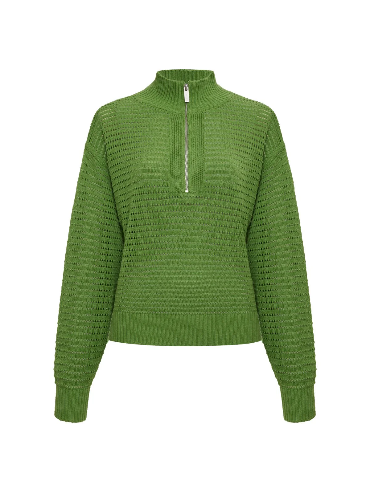Open Knit 1/2 Zip Sweater Detox Green - Image 7