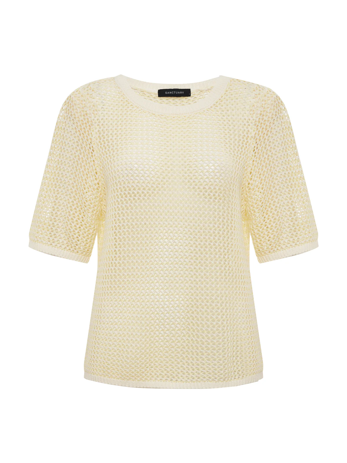 Open Knit Sweater Tee Lemon Drop/Chalk Stripe - Image 8