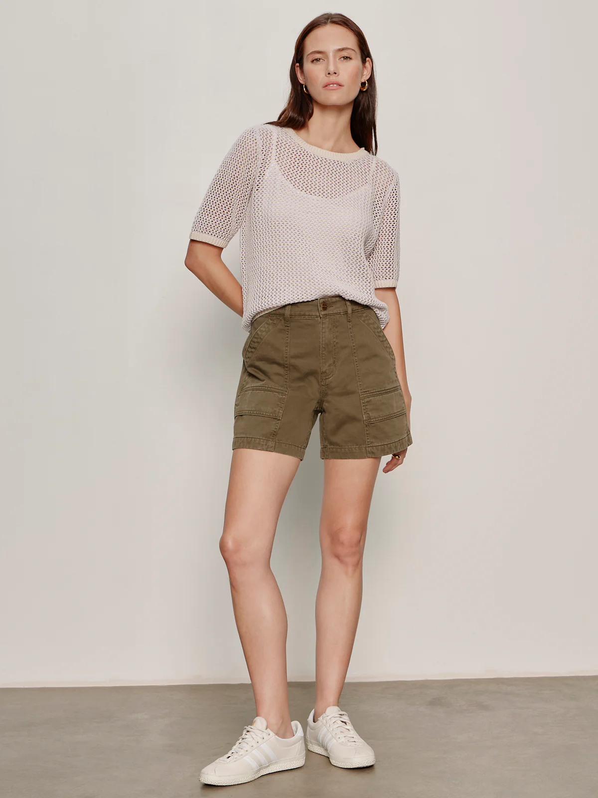 Open Knit Sweater Tee Petal/Rich Collagen Stripe - Image 5