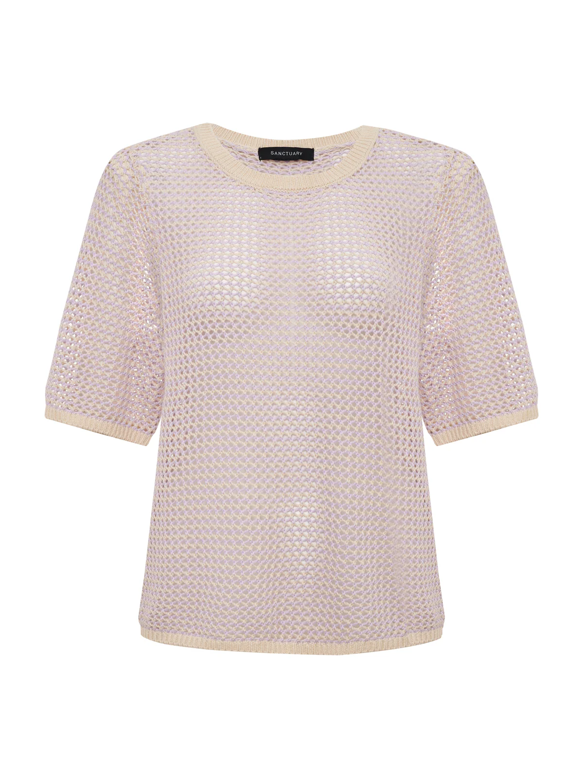 Open Knit Sweater Tee Petal/Rich Collagen Stripe - Image 6