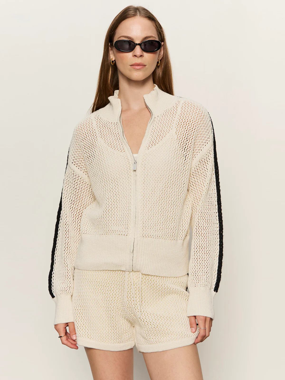 Open Stitch Track Jacket Collagen/Black - Image 2