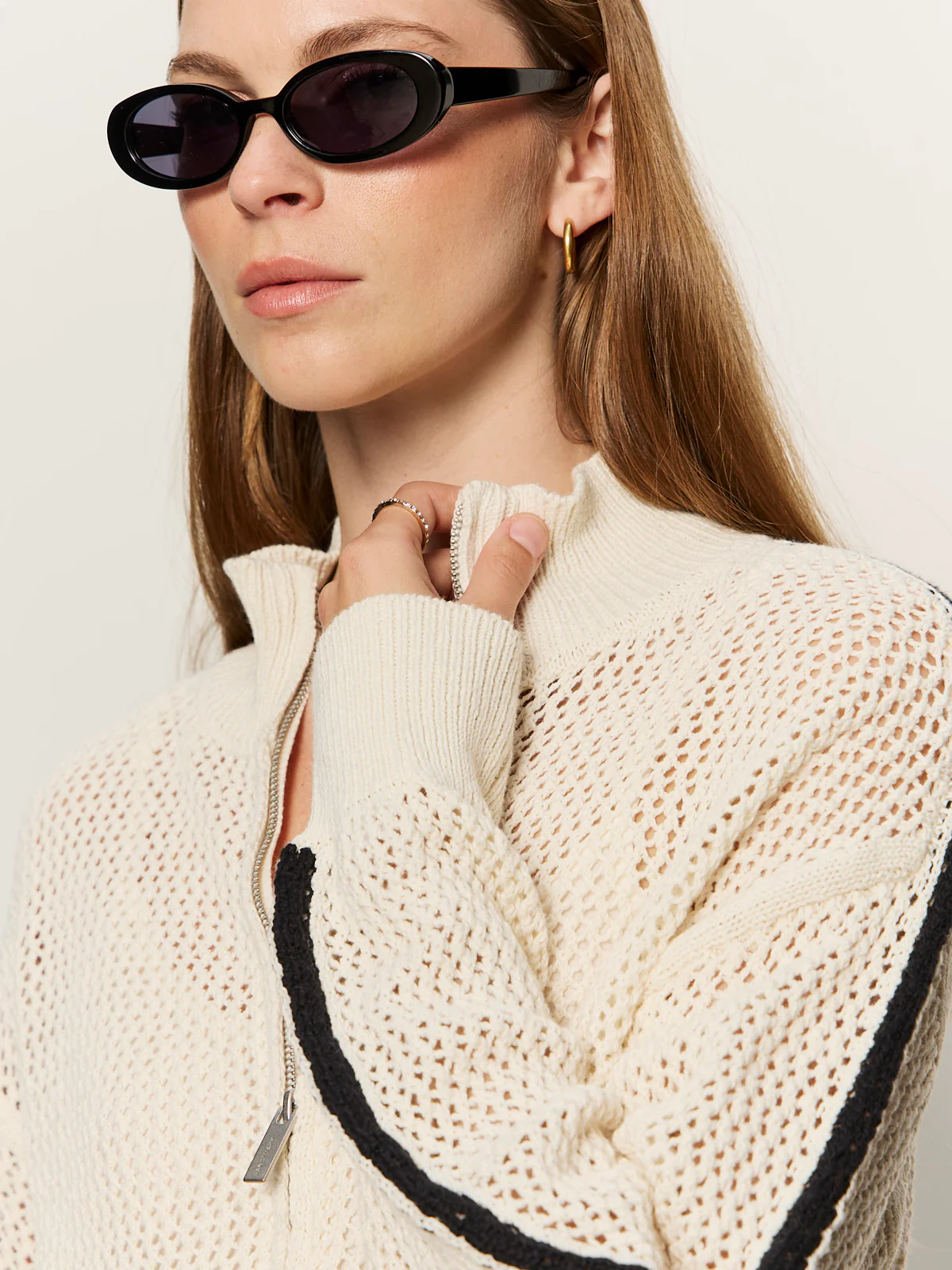 Open Stitch Track Jacket Collagen/Black - Image 5