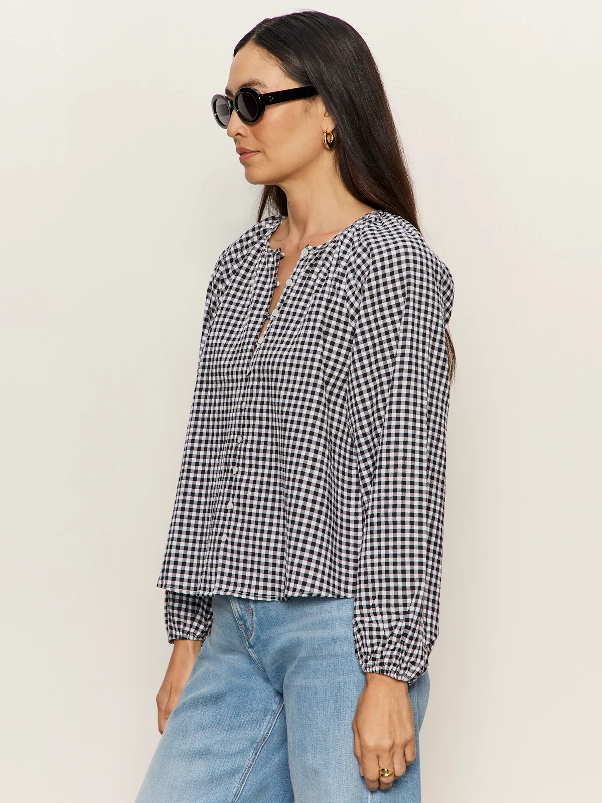 Perfect Gingham Button Blouse Picnic - Image 3