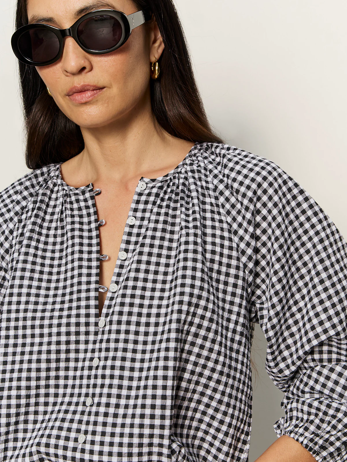 Perfect Gingham Button Blouse Picnic - Image 5