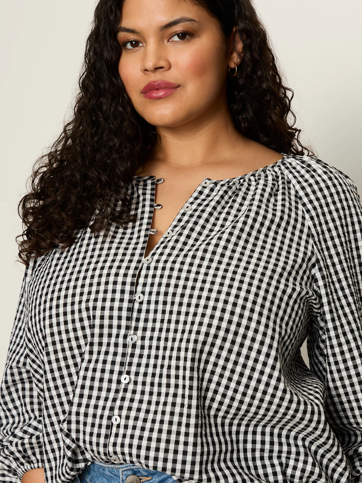 Perfect Gingham Button Blouse Picnic Extended Sizing - Image 4