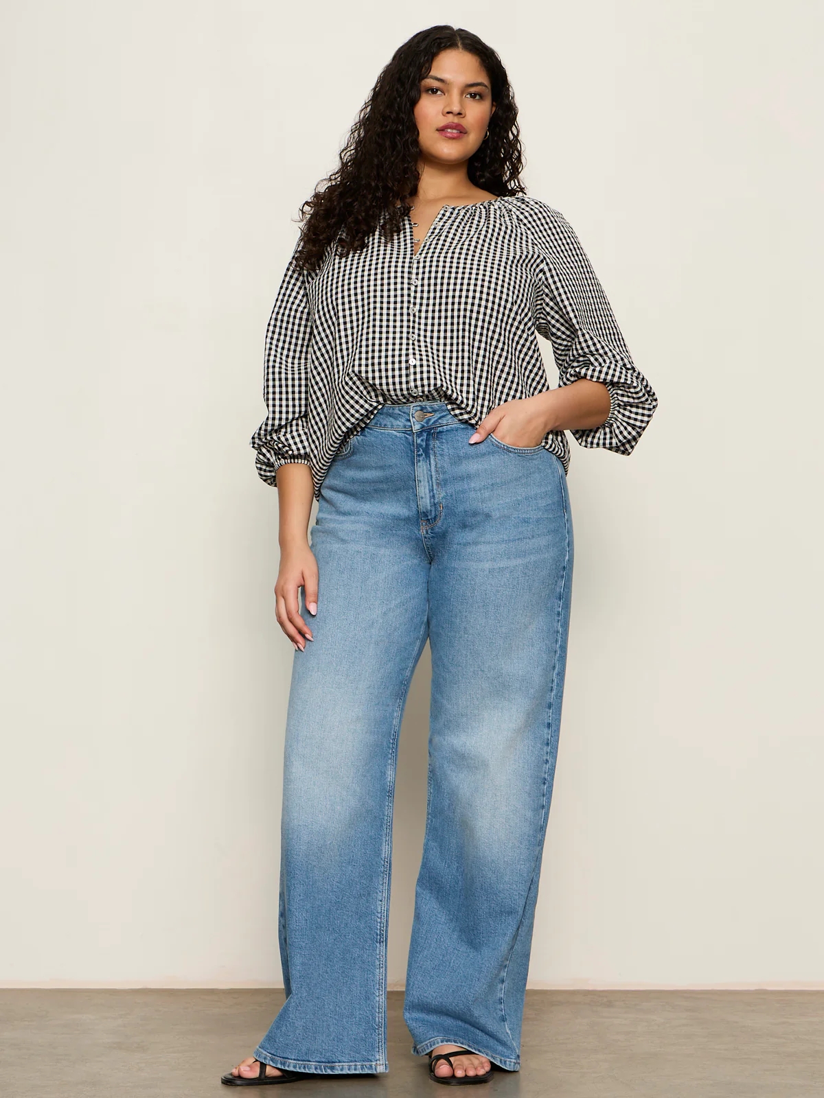 Perfect Gingham Button Blouse Picnic Extended Sizing - Image 5
