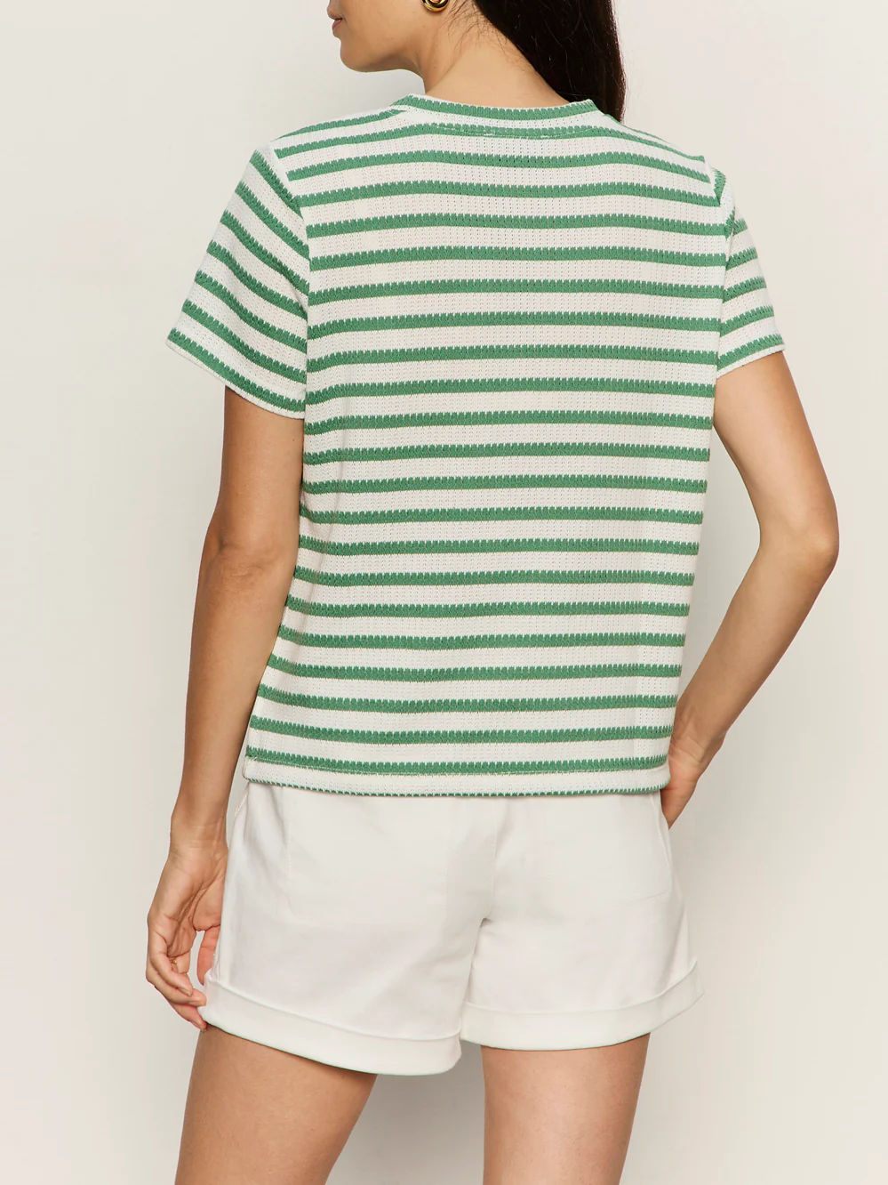 Perfect Texture Tee Chalk/Green Juice Stripe Petite Sizing - Image 2