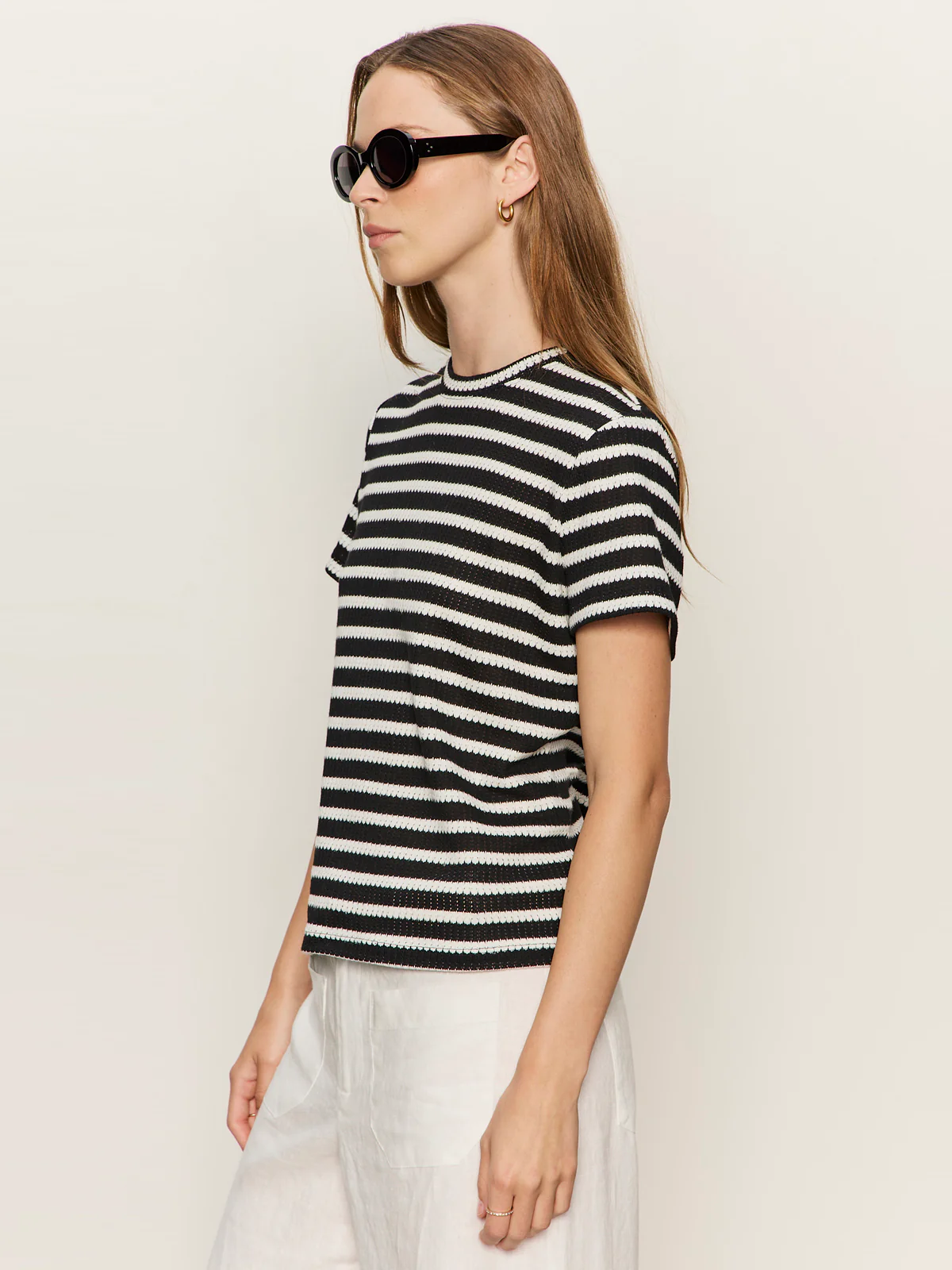Perfect Textured Tee Black/Chalk Stripe - Image 3