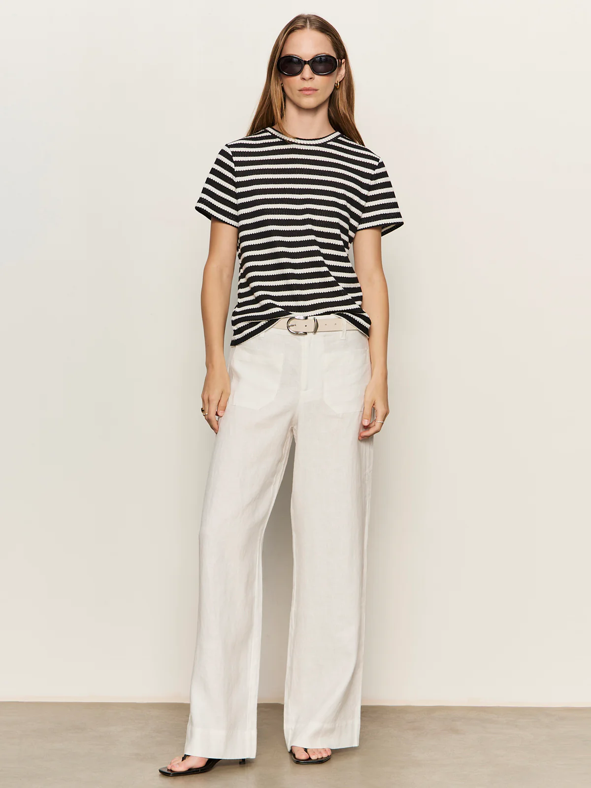 Perfect Textured Tee Black/Chalk Stripe - Image 5
