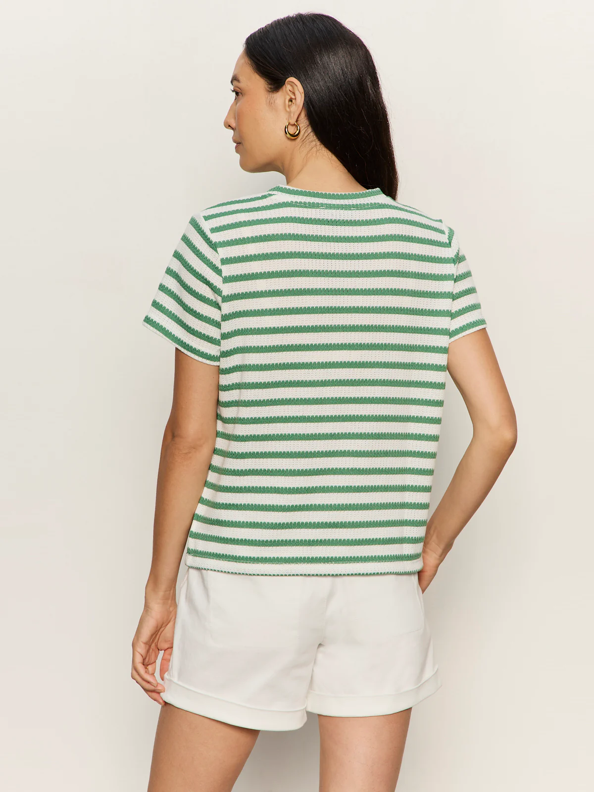 Perfect Textured Tee Chalk/Green Juice Stripe - Image 2
