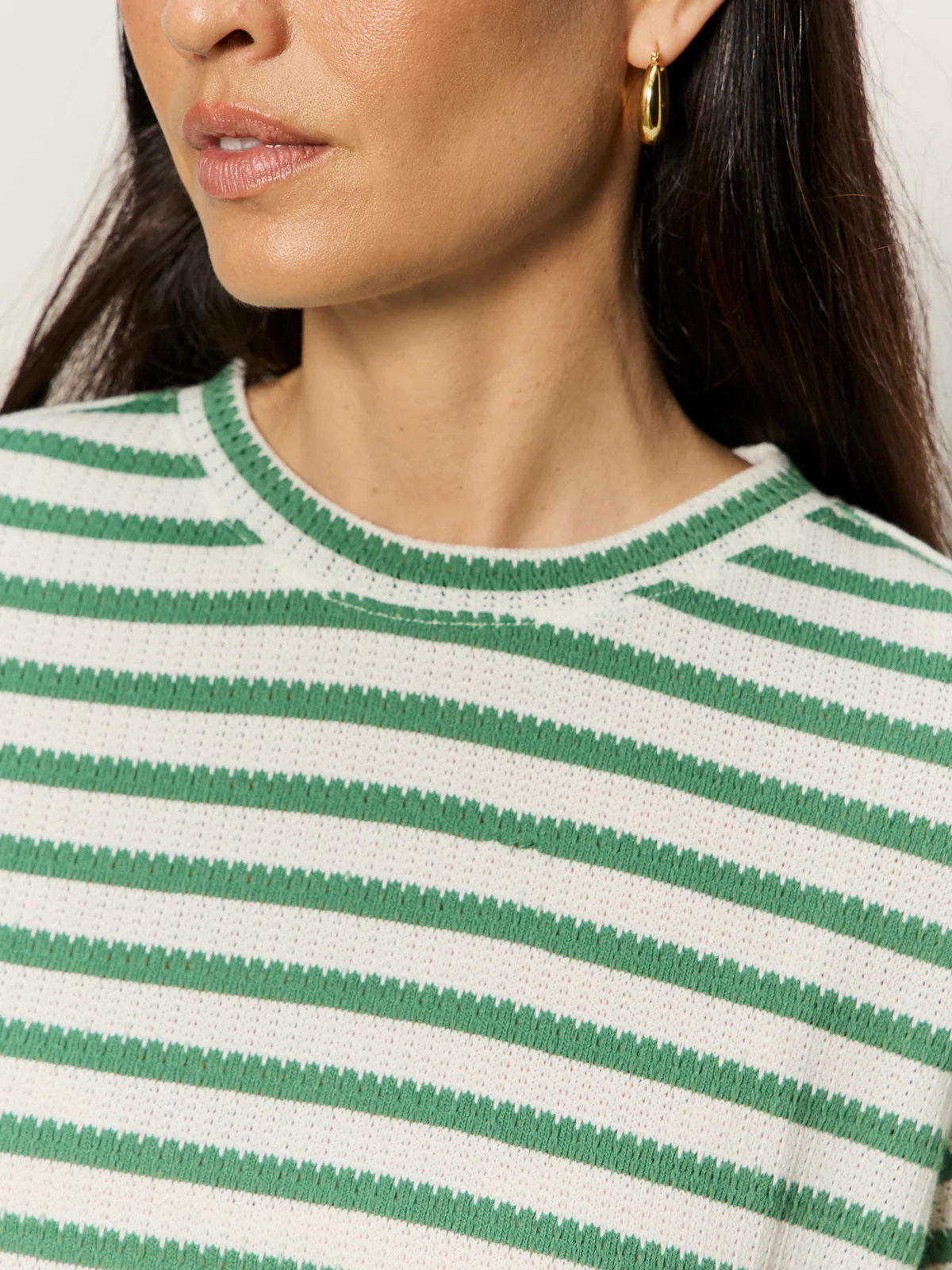 Perfect Textured Tee Chalk/Green Juice Stripe - Image 4