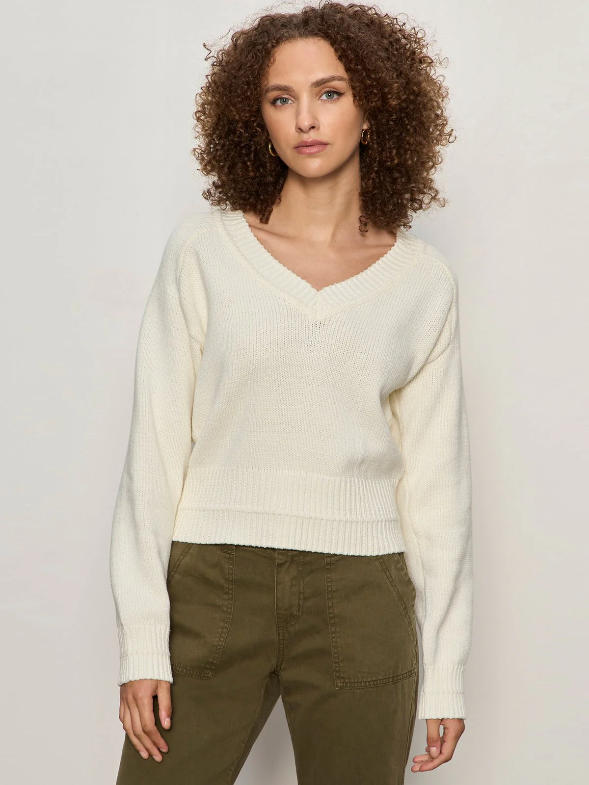 Perfect V-Neck Sweater Vintage Ivory - Image 5