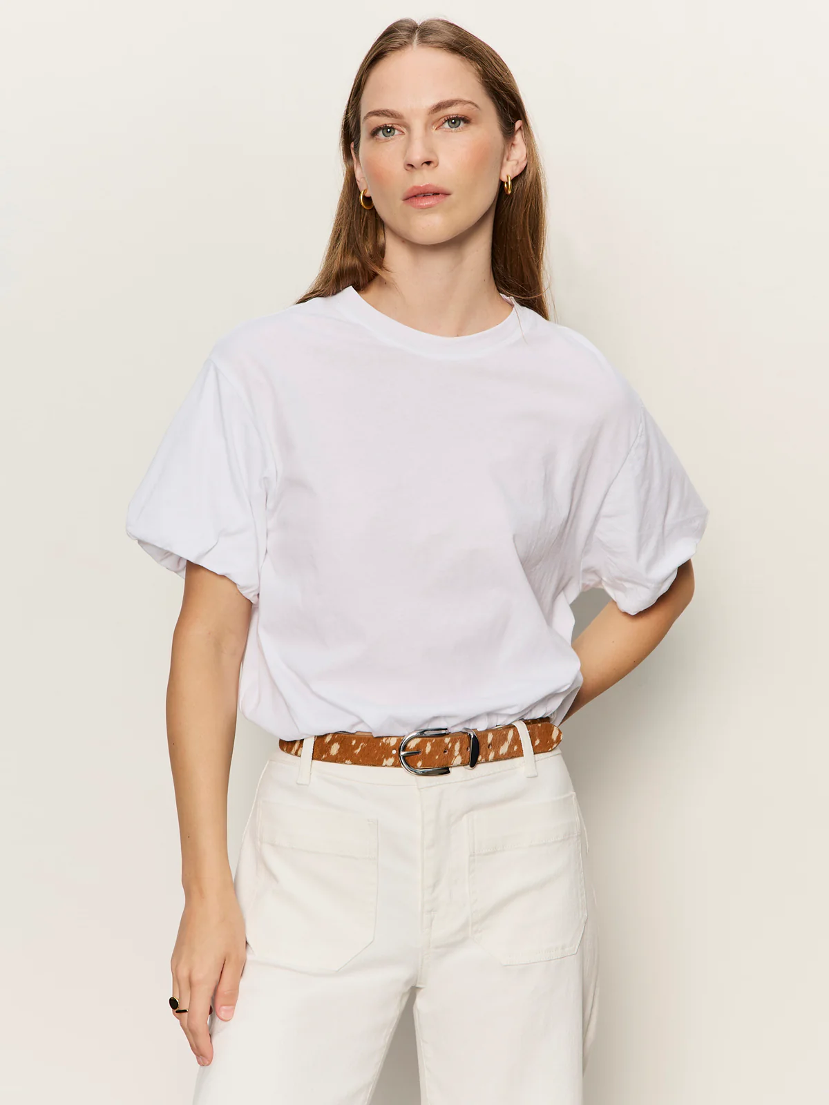 Pleat Bubble Tee White - Image 4