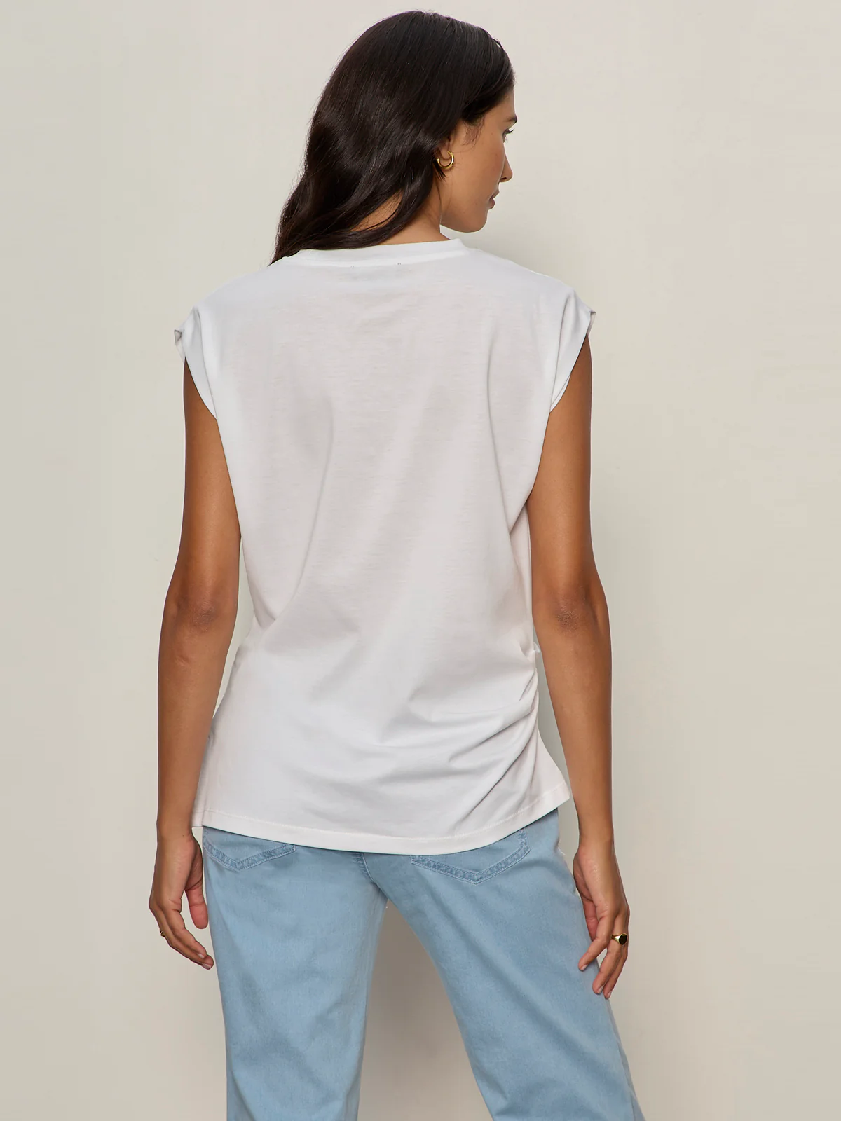 Pleated Muscle Tee White - Image 2