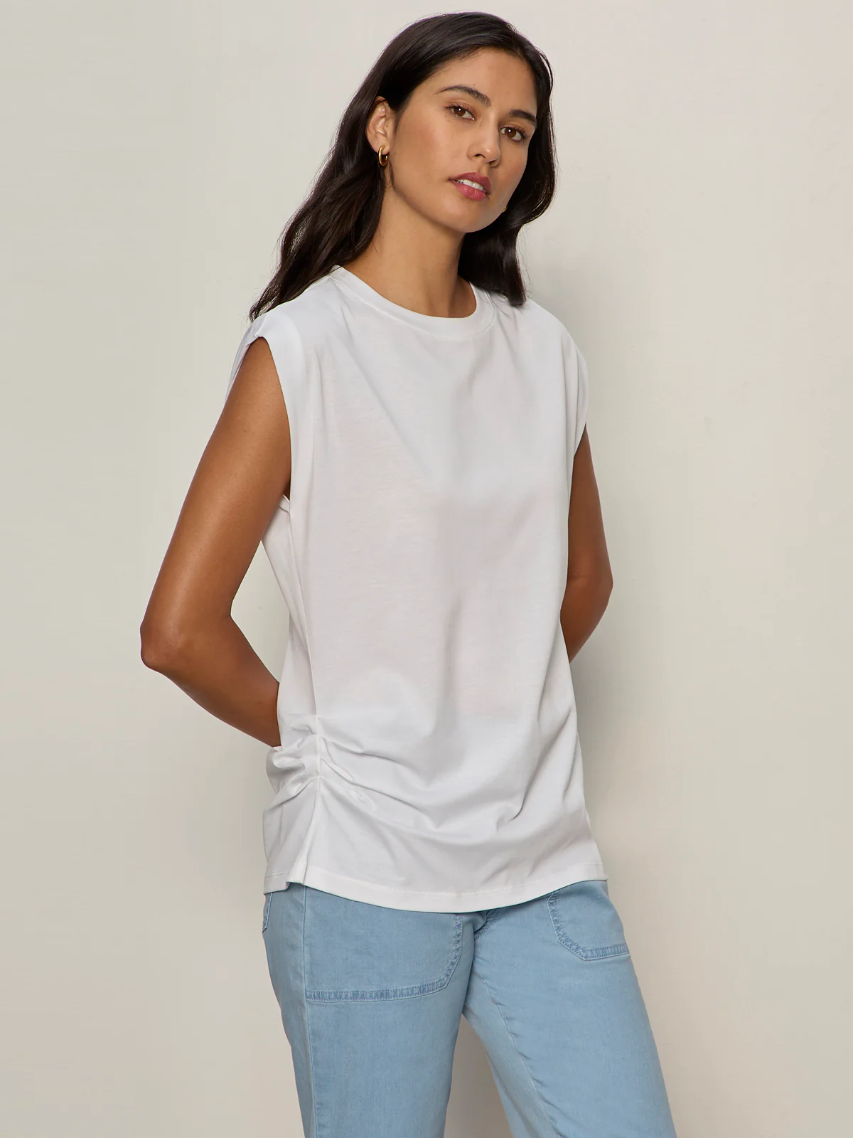 Pleated Muscle Tee White - Image 3