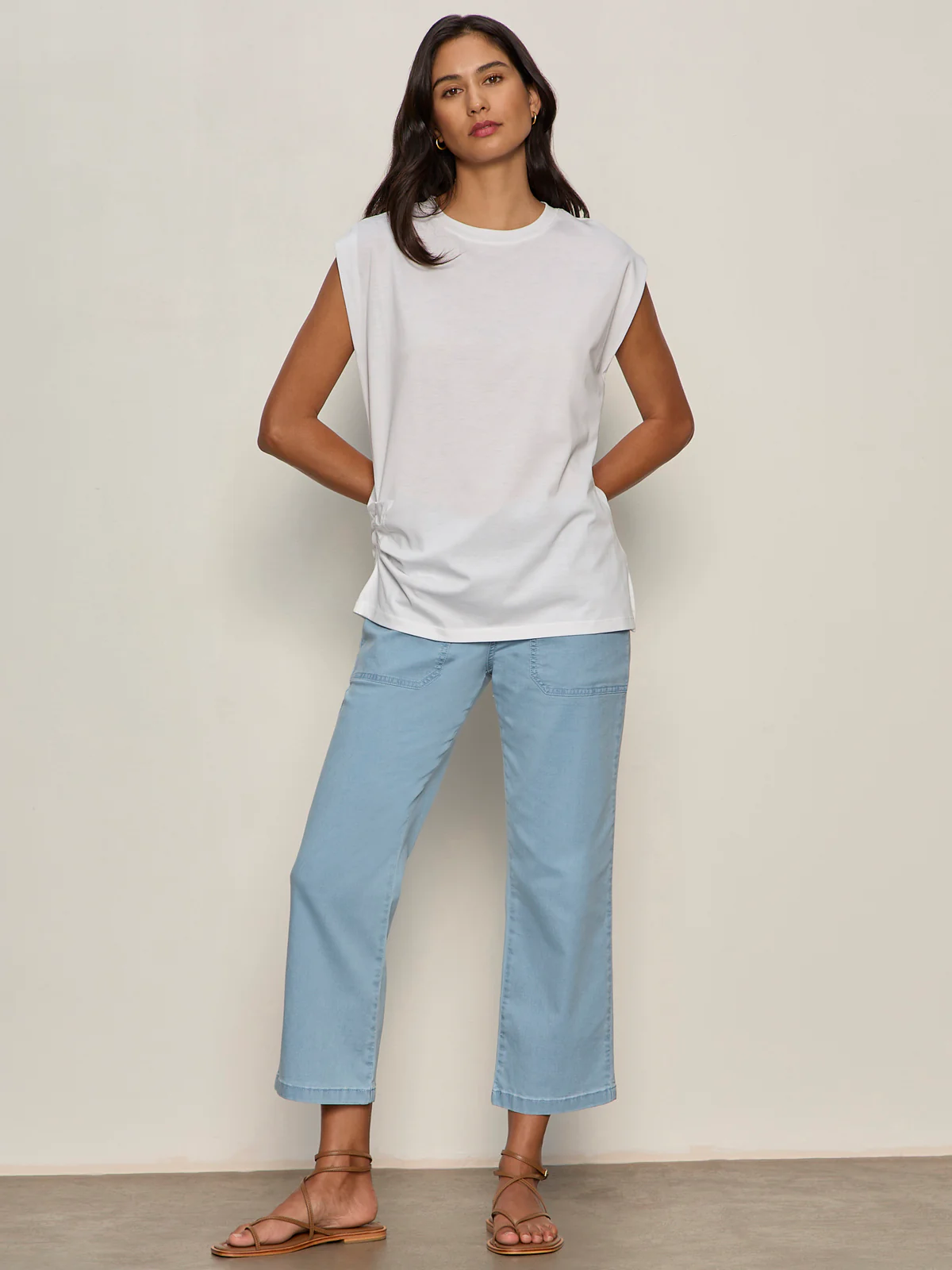Pleated Muscle Tee White - Image 5