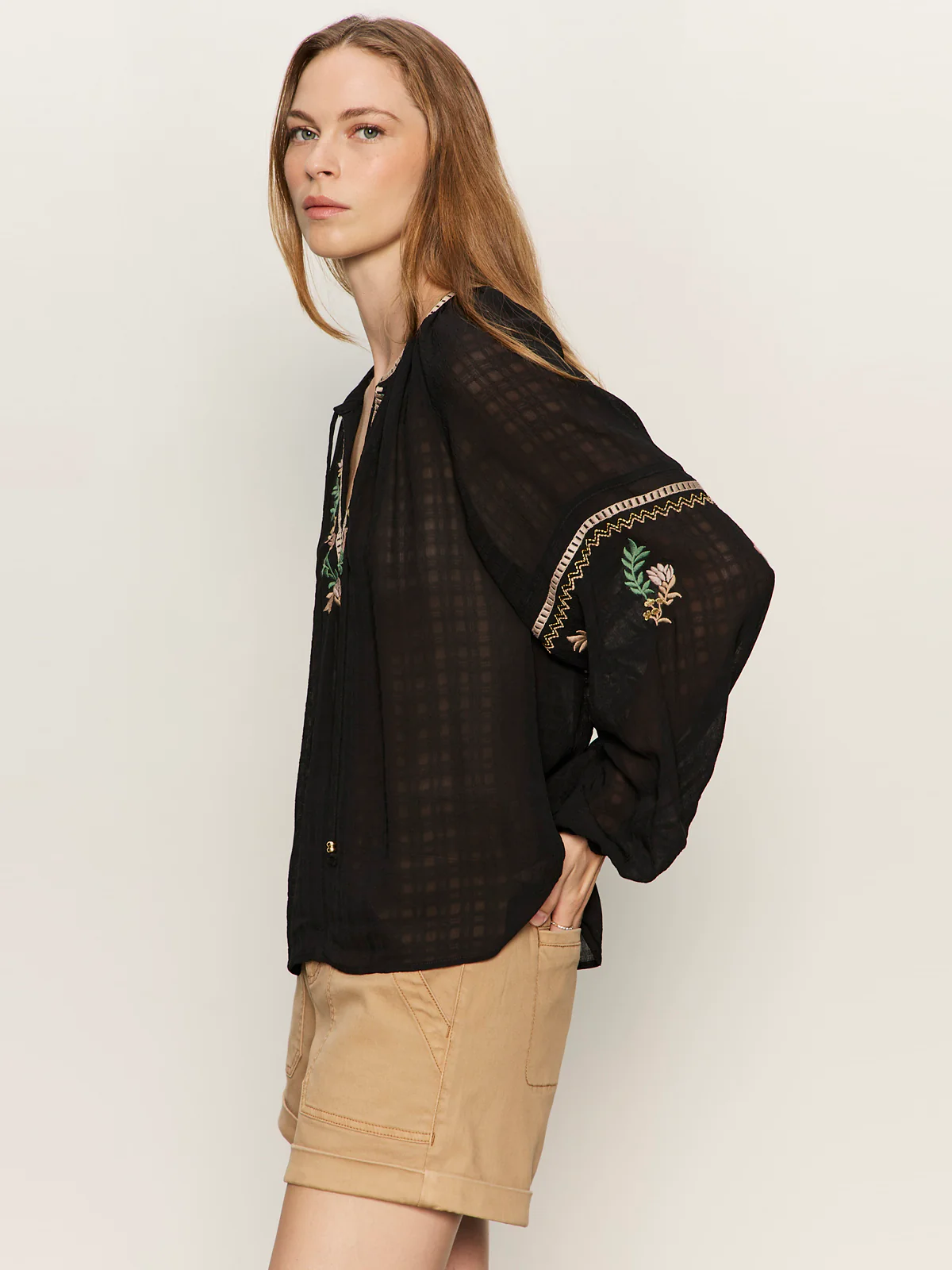 Raye Embroidered Blouse Black - Image 3
