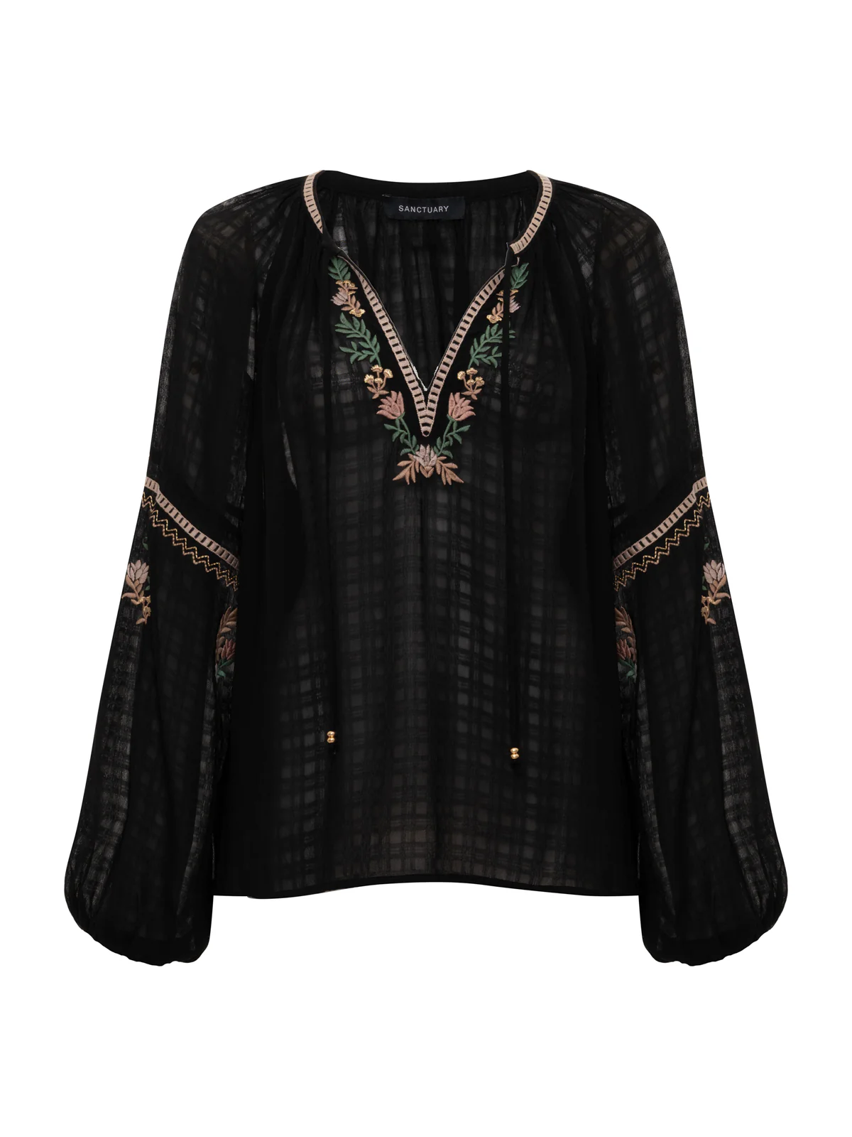 Raye Embroidered Blouse Black - Image 7