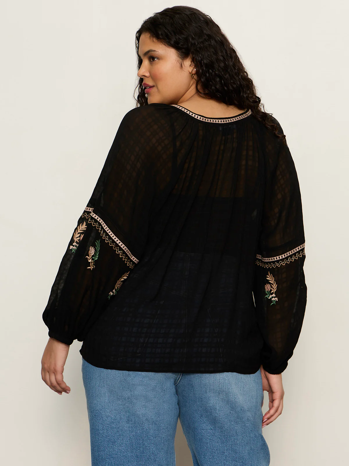 Raye Embroidered Blouse Black Extended Sizing - Image 2
