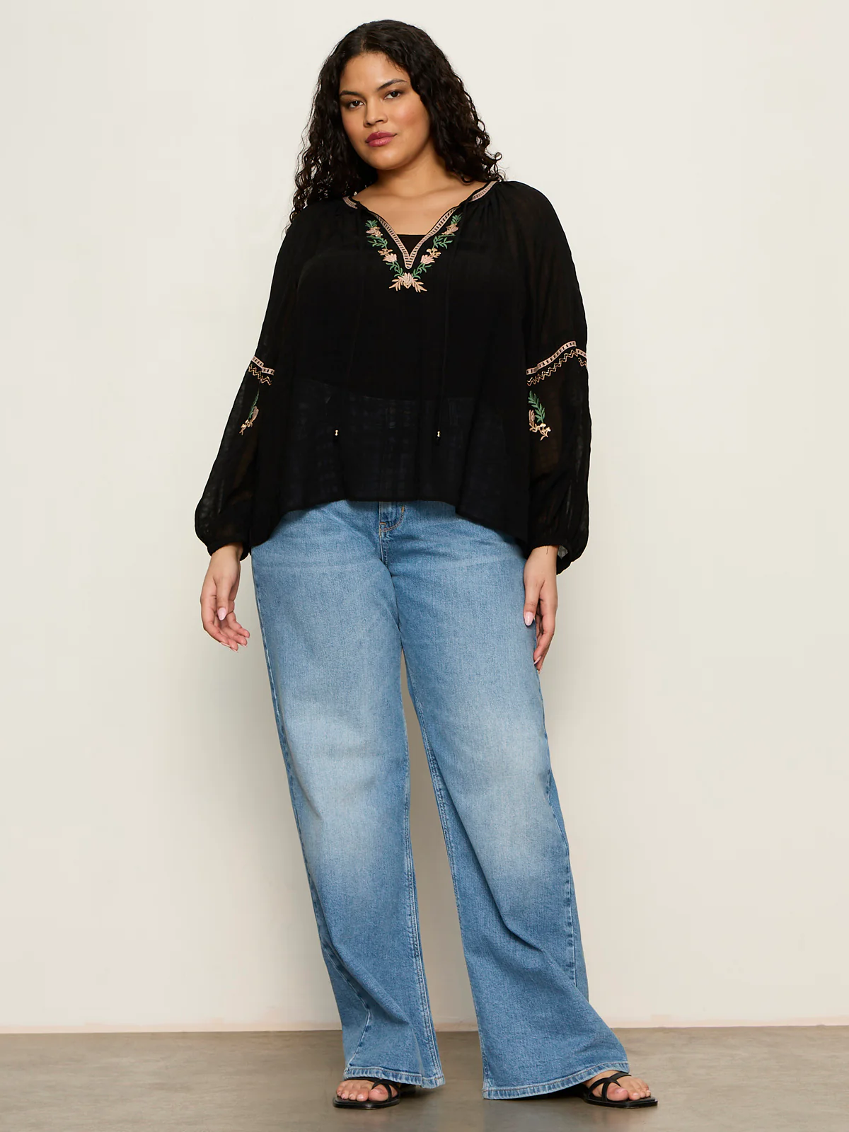 Raye Embroidered Blouse Black Extended Sizing - Image 4