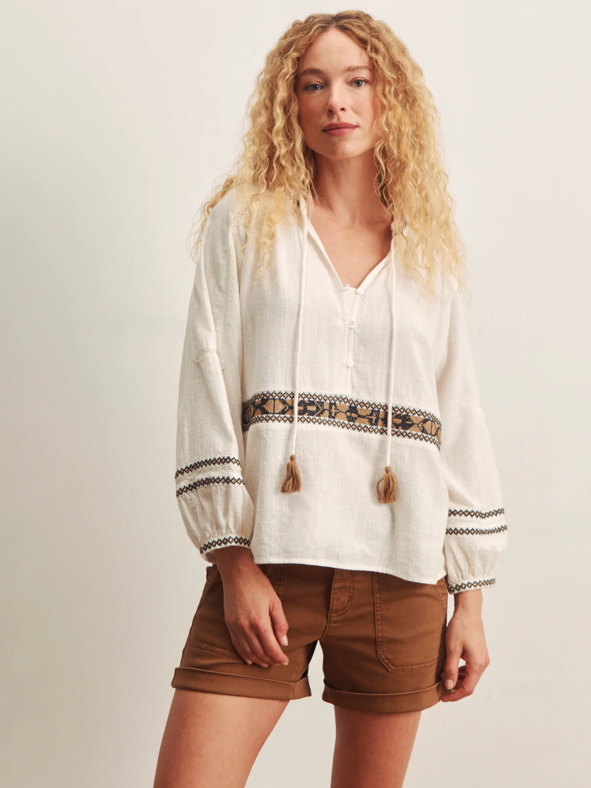 Retreat Embroidered Blouse Chalk - Image 2