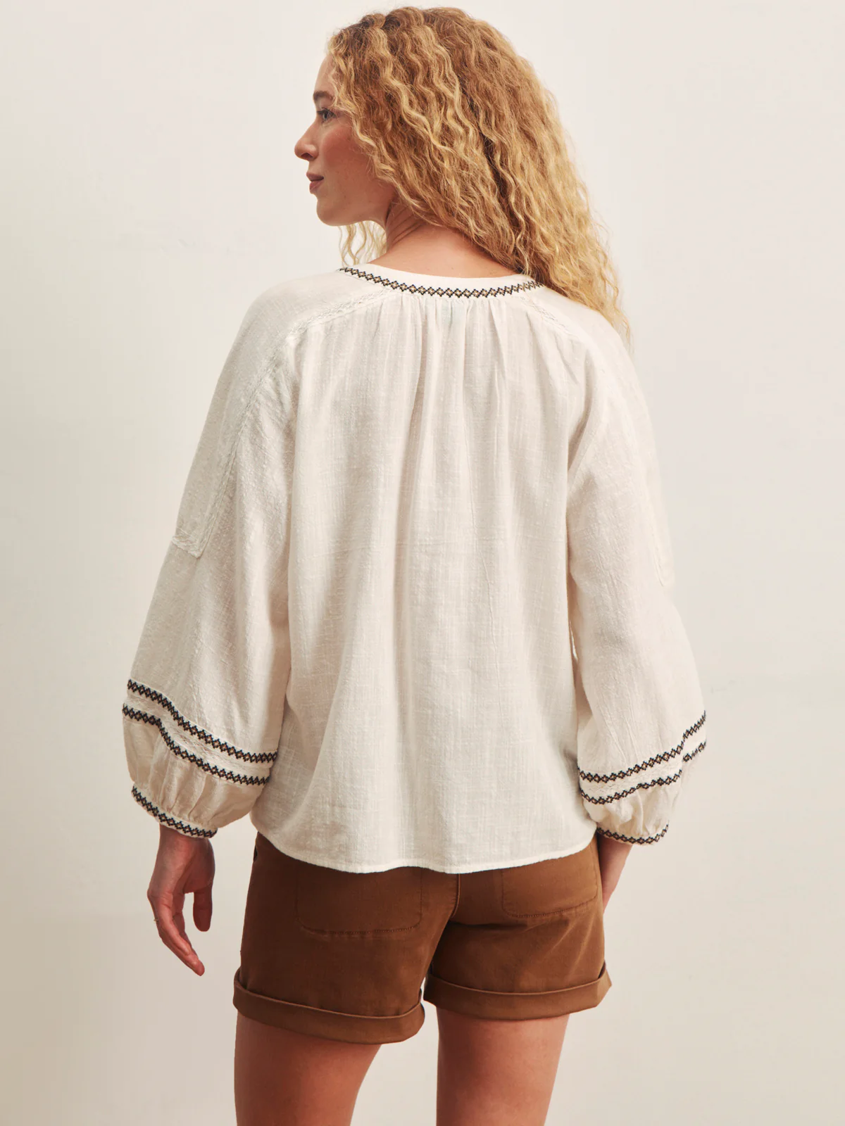 Retreat Embroidered Blouse Chalk - Image 3