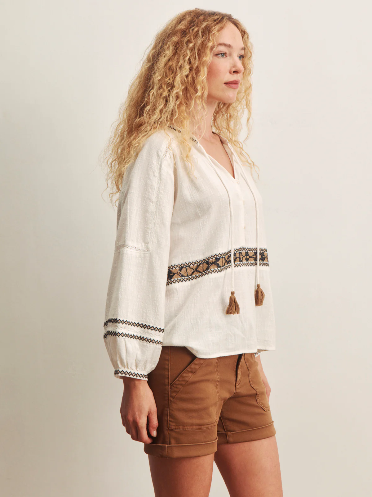 Retreat Embroidered Blouse Chalk - Image 4