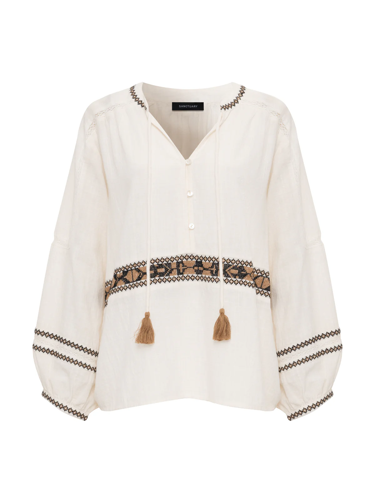 Retreat Embroidered Blouse Chalk - Image 8