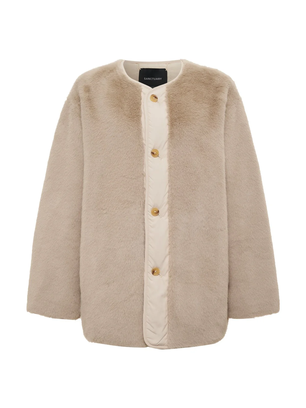 Reversible Fur Liner Jacket Almond Cream - Image 11