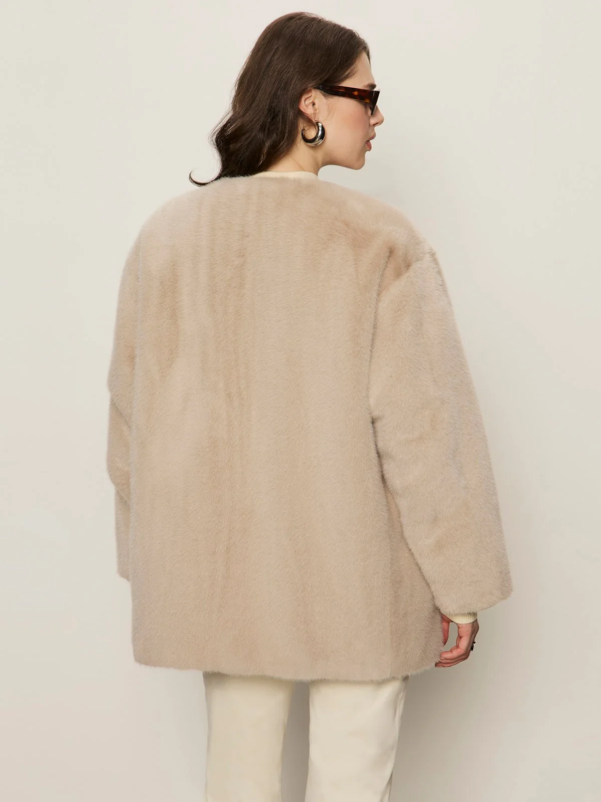 Reversible Fur Liner Jacket Almond Cream - Image 4