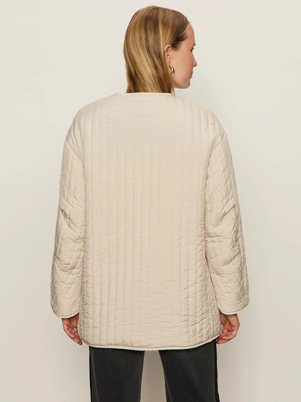 Reversible Fur Liner Jacket Almond Cream - Image 9