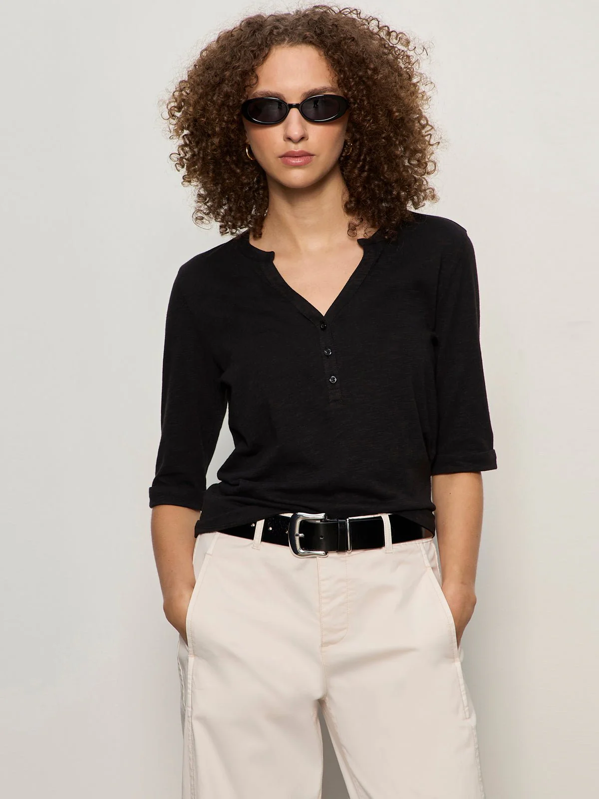 Rolled Sleeve Tee Black - Image 3
