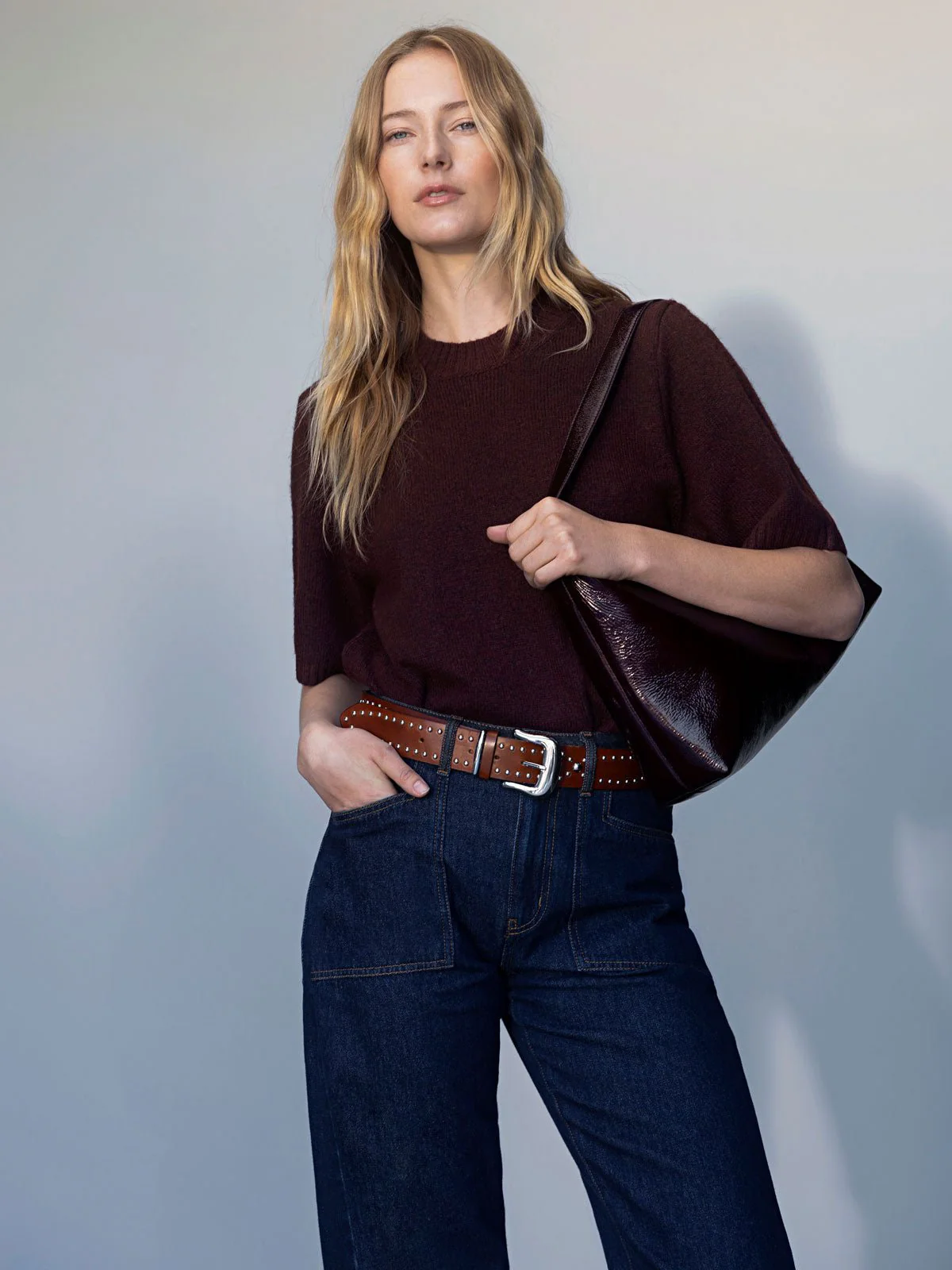 Rowan Studded Belt Mahogany - Image 4