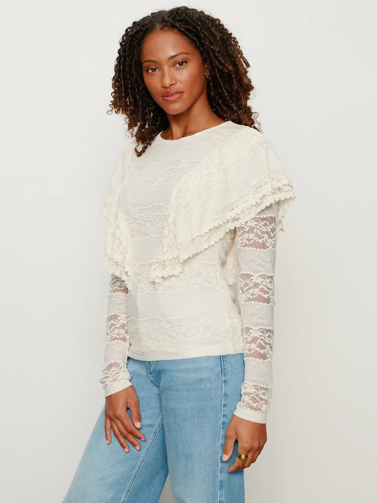 Ruffle Lace Tee Vintage Ivory - Image 3