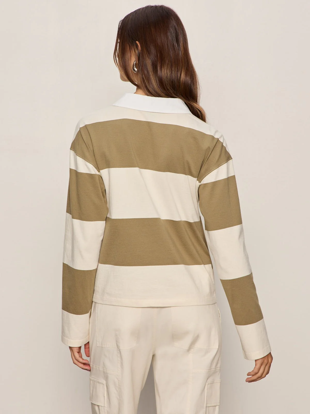 Rugby Tie Front Tee Covert Green / Collagen Stripe - Image 3