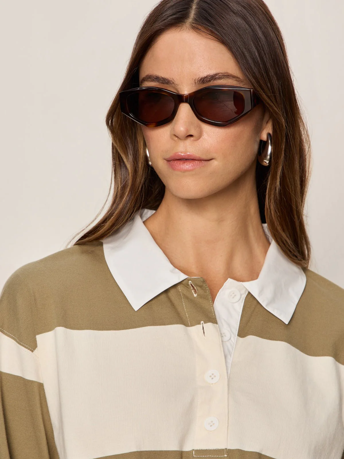 Rugby Tie Front Tee Covert Green / Collagen Stripe - Image 5