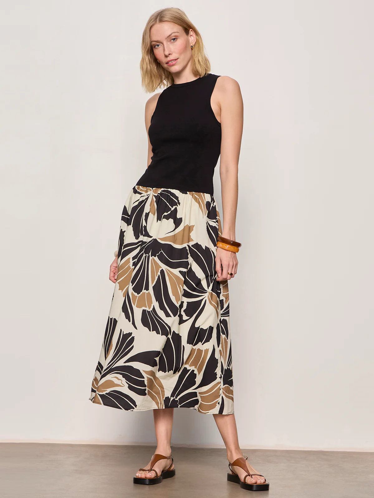 Sandbar Mix Media Midi Dress Lotus with Black - Image 2