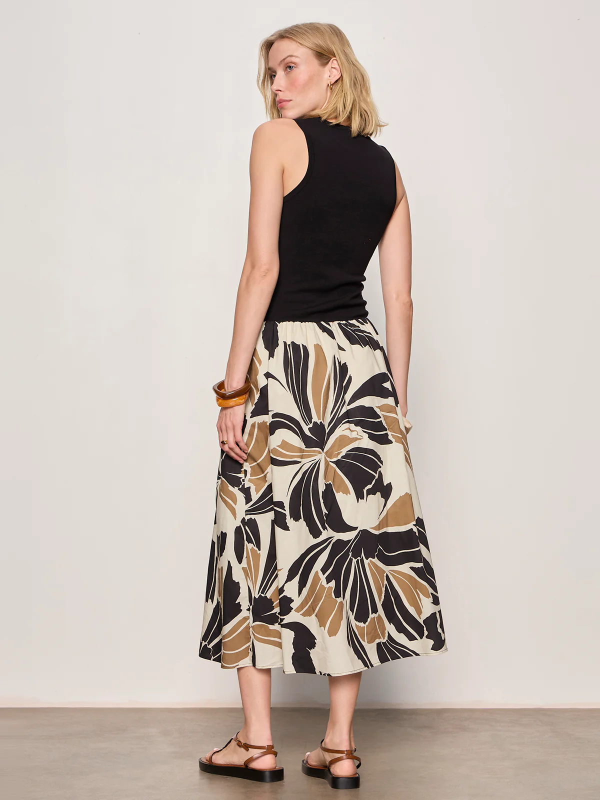 Sandbar Mix Media Midi Dress Lotus with Black - Image 3
