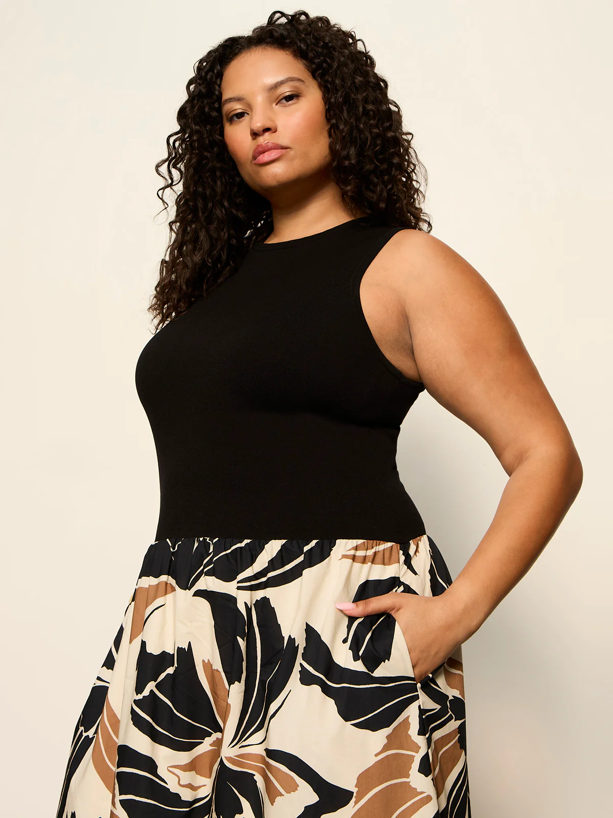 Sandbar Mix Media Midi Dress Lotus With Black Extended Sizing - Image 2